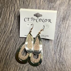 Gold and Silver Teardrop Earrings